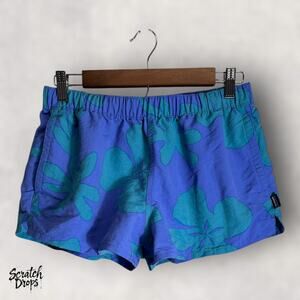 Patagonia Blue Floral Swim Trunk Size Medium Hawaiian Print BoardShort Beachwear